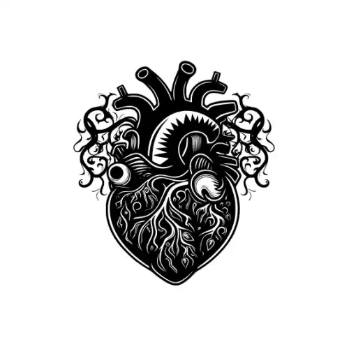 Anatomical Flroal Heart Silhouette SVG Design | SVG Files for Cricut & Print