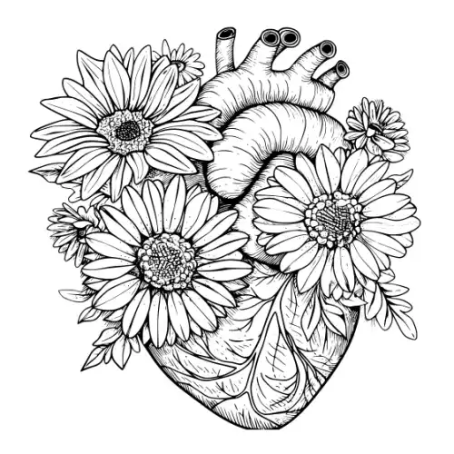 Anatomical Flroal Heart Silhouette SVG Design | SVG Files for Cricut & Print