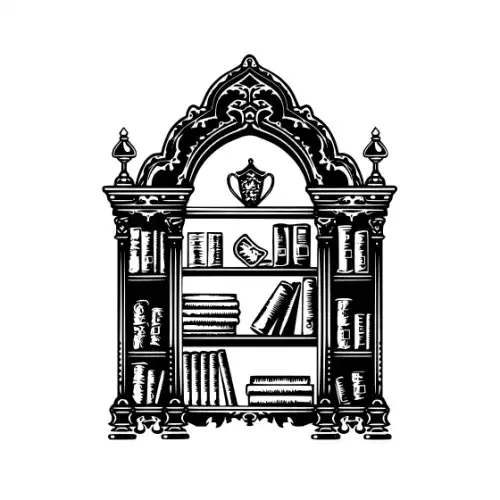 Ancient Book Shelf Silhouette SVG Design | SVG Files for Cricut & Print