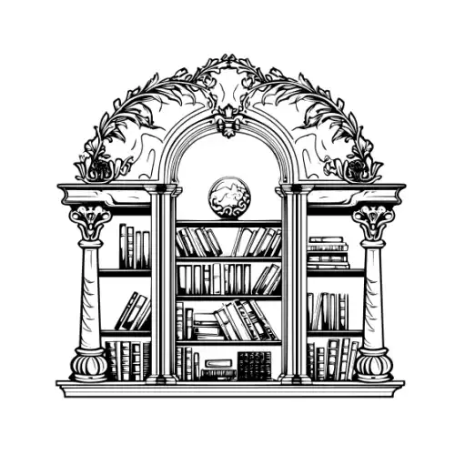 Ancient Book Shelf Silhouette SVG Design | SVG Files for Cricut & Print