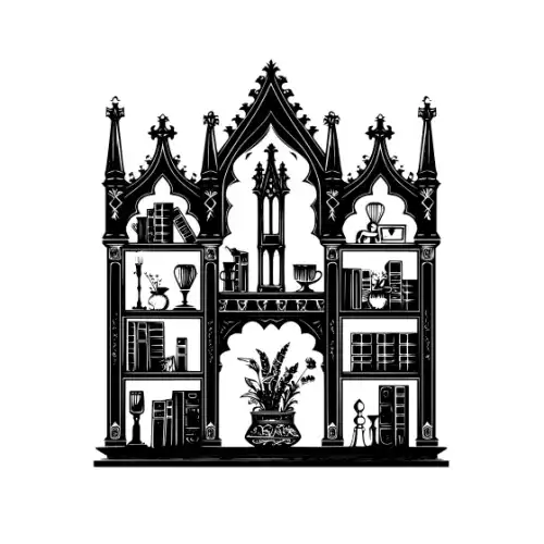 Ancient Book Shelf Silhouette SVG Design | SVG Files for Cricut & Print