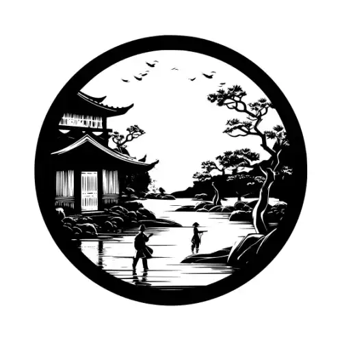 Ancient Japanese Village Silhouette SVG Design | SVG Files for Cricut & Print