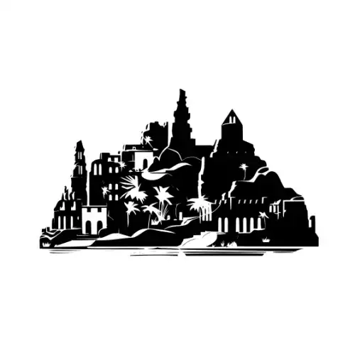 Ancient Ruins Silhouette SVG Design | SVG Files for Cricut & Print
