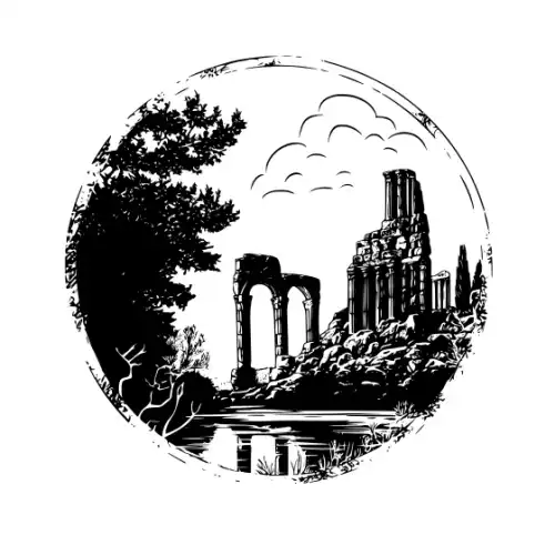Ancient Ruins Silhouette SVG Design | SVG Files for Cricut & Print