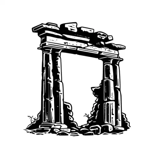 Ancient Ruins Silhouette SVG Design | SVG Files for Cricut & Print
