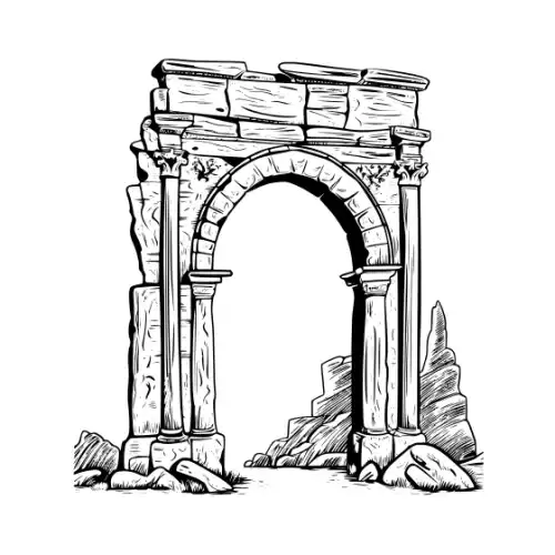 Ancient Ruins Silhouette SVG Design | SVG Files for Cricut & Print