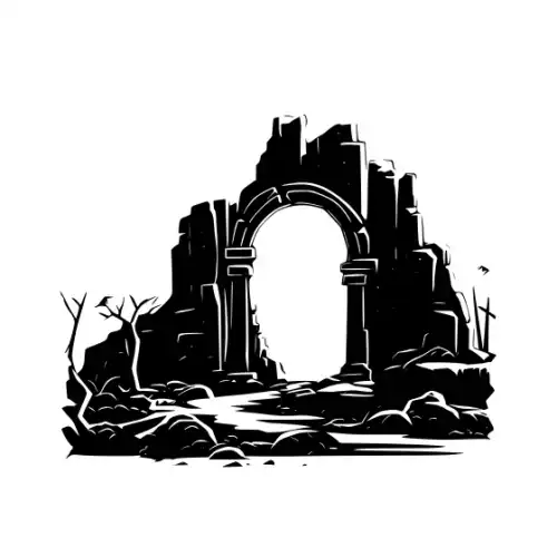 Ancient Ruins Silhouette SVG Design | SVG Files for Cricut & Print