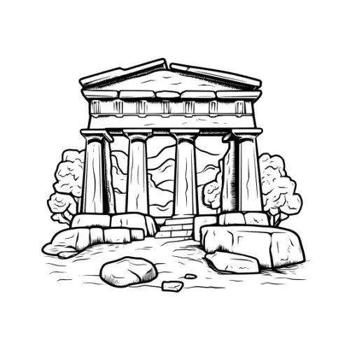 Ancient Ruins Silhouette SVG Design | SVG Files for Cricut & Print