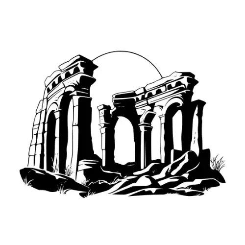 Ancient Ruins Silhouette SVG Design | SVG Files for Cricut & Print