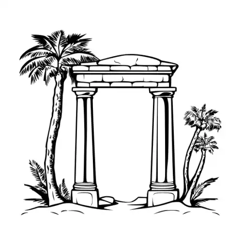 Ancient Ruins Silhouette SVG Design | SVG Files for Cricut & Print