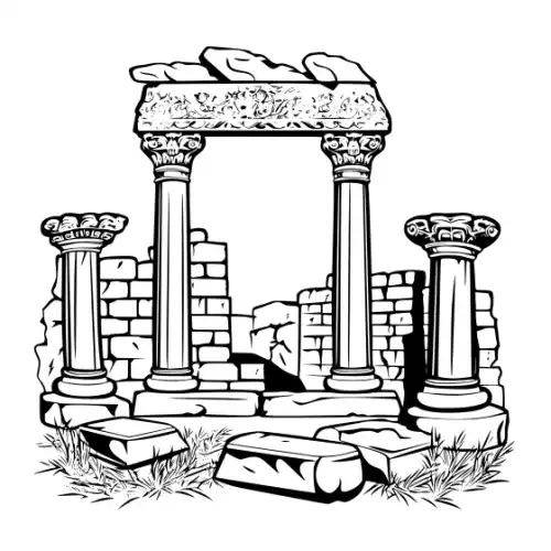 Ancient Ruins Silhouette SVG Design | SVG Files for Cricut & Print