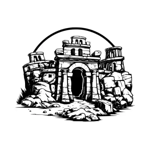 Ancient Ruins Silhouette SVG Design | SVG Files for Cricut & Print