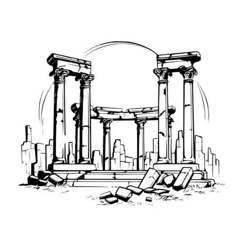 Ancient Ruins Silhouette SVG Design | SVG Files for Cricut & Print