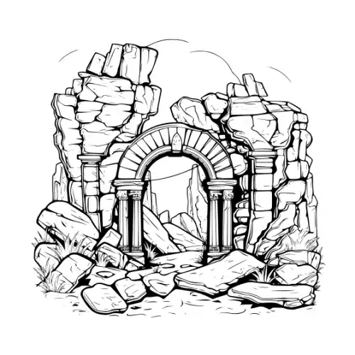 Ancient Ruins Silhouette SVG Design | SVG Files for Cricut & Print