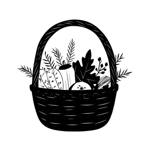Autumn Basket Silhouette SVG Design | SVG Files for Cricut & Print