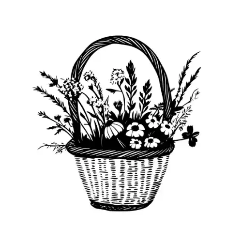 Autumn Basket Silhouette SVG Design | SVG Files for Cricut & Print