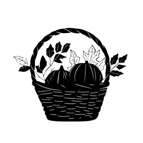 Autumn Basket Silhouette SVG Design | SVG Files for Cricut & Print