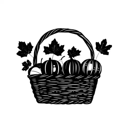 Autumn Basket Silhouette SVG Design | SVG Files for Cricut & Print