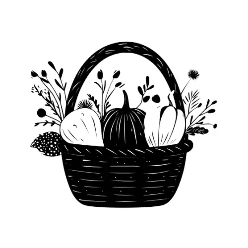 Autumn Basket Silhouette SVG Design | SVG Files for Cricut & Print