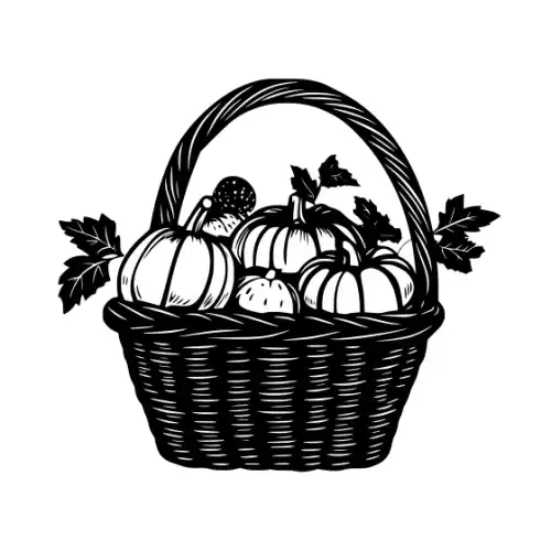 Autumn Basket Silhouette SVG Design | SVG Files for Cricut & Print