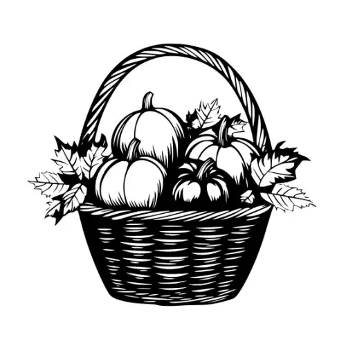 Autumn Basket Silhouette SVG Design | SVG Files for Cricut & Print