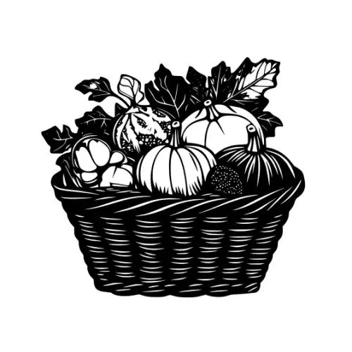 Autumn Basket Silhouette SVG Design | SVG Files for Cricut & Print