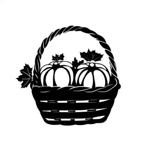 Autumn Basket Silhouette SVG Design | SVG Files for Cricut & Print