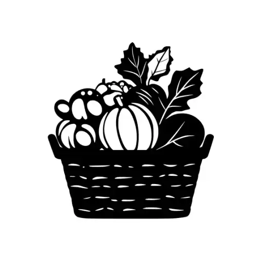 Autumn Basket Silhouette SVG Design | SVG Files for Cricut & Print