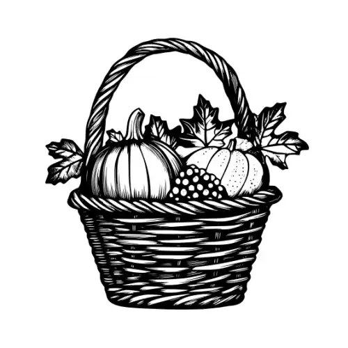 Autumn Basket Silhouette SVG Design | SVG Files for Cricut & Print