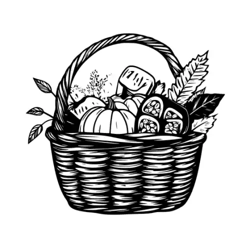 Autumn Basket Silhouette SVG Design | SVG Files for Cricut & Print