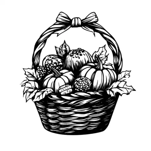 Autumn Basket Silhouette SVG Design | SVG Files for Cricut & Print