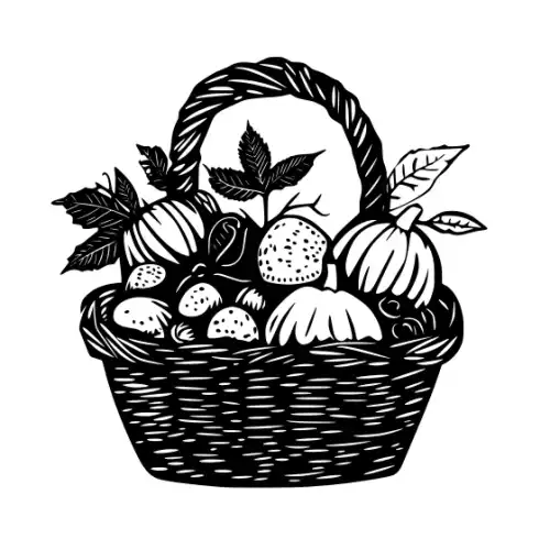 Autumn Basket Silhouette SVG Design | SVG Files for Cricut & Print