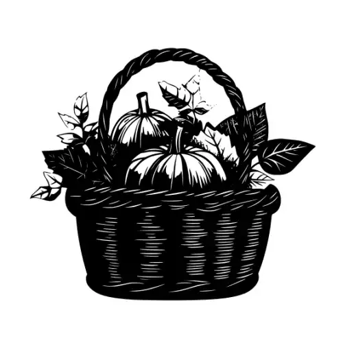 Autumn Basket Silhouette SVG Design | SVG Files for Cricut & Print
