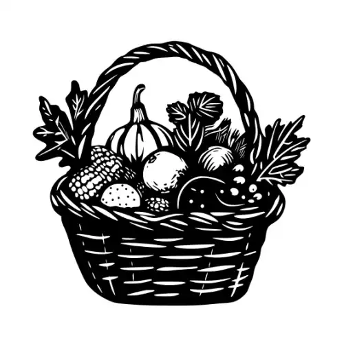 Autumn Basket Silhouette SVG Design | SVG Files for Cricut & Print