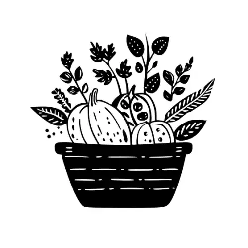 Autumn Basket Silhouette SVG Design | SVG Files for Cricut & Print