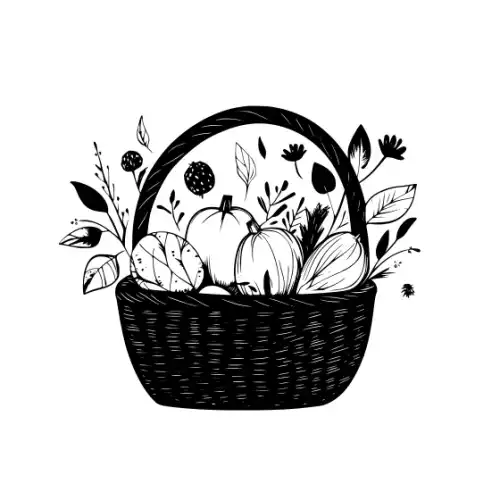 Autumn Basket Silhouette SVG Design | SVG Files for Cricut & Print