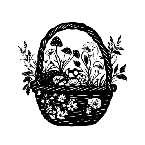 Autumn Basket Silhouette SVG Design | SVG Files for Cricut & Print