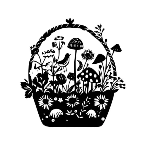 Autumn Basket Silhouette SVG Design | SVG Files for Cricut & Print