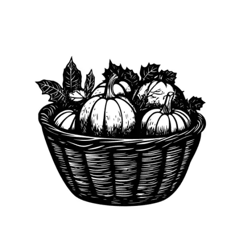 Autumn Basket Silhouette SVG Design | SVG Files for Cricut & Print