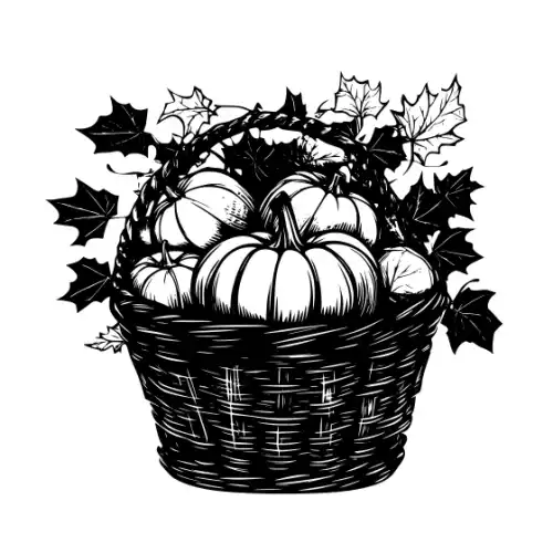 Autumn Basket Silhouette SVG Design | SVG Files for Cricut & Print