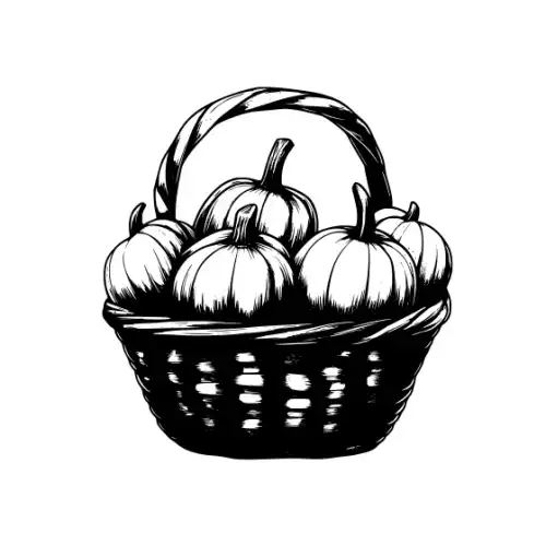 Autumn Basket Silhouette SVG Design | SVG Files for Cricut & Print
