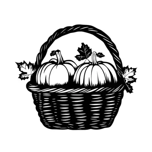 Autumn Basket Silhouette SVG Design | SVG Files for Cricut & Print