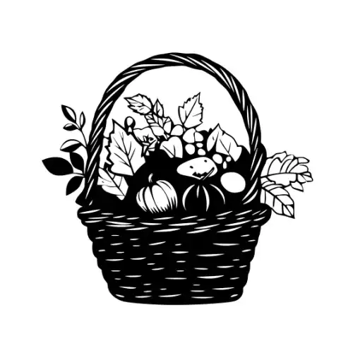 Autumn Basket Silhouette SVG Design | SVG Files for Cricut & Print