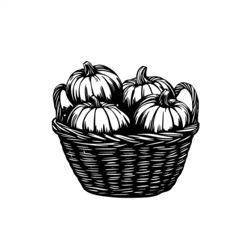 Autumn Basket Silhouette SVG Design | SVG Files for Cricut & Print