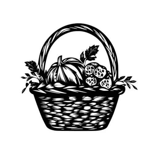 Autumn Basket Silhouette SVG Design | SVG Files for Cricut & Print