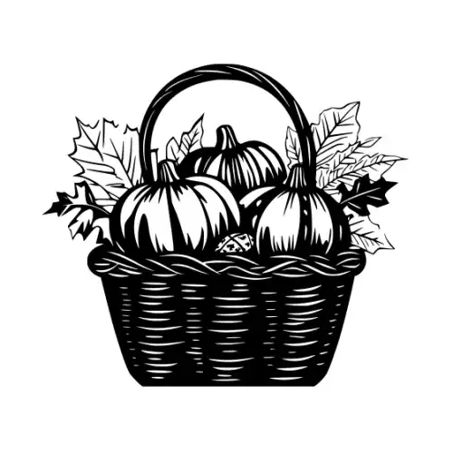 Autumn Basket Silhouette SVG Design | SVG Files for Cricut & Print