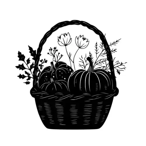 Autumn Basket Silhouette SVG Design | SVG Files for Cricut & Print