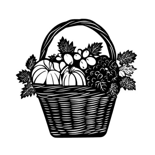 Autumn Basket Silhouette SVG Design | SVG Files for Cricut & Print