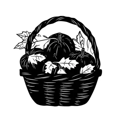 Autumn Basket Silhouette SVG Design | SVG Files for Cricut & Print