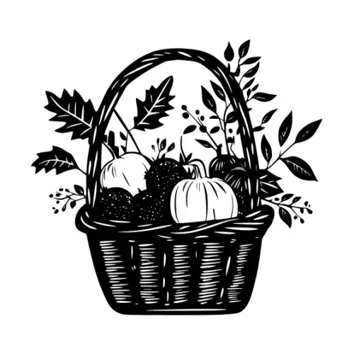 Autumn Basket Silhouette SVG Design | SVG Files for Cricut & Print